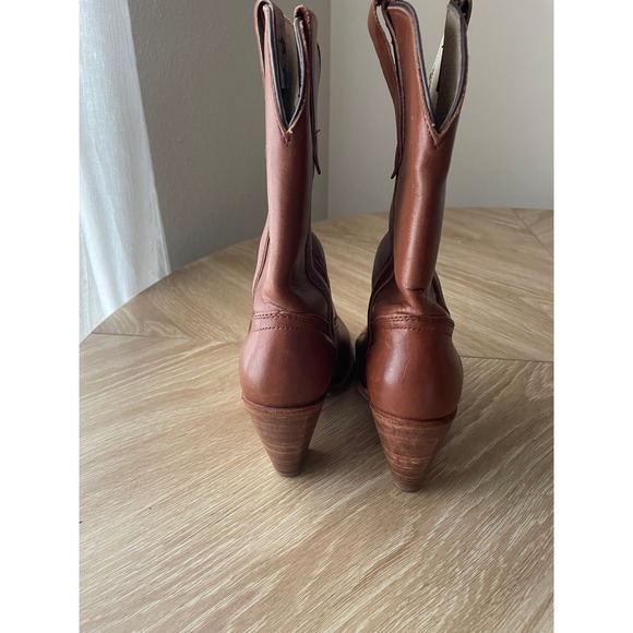 VTG 90s Frye Western Heeled Cowboy Boots Leather Brown 7.5 B Cowgirl Country - Picture 5 of 7
